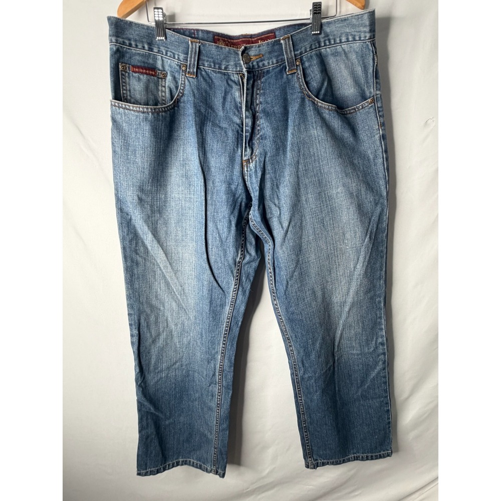 Territory Jeans Mens 38x30 Medium Wash Blue Straight 100% Cotton Denim Rugged